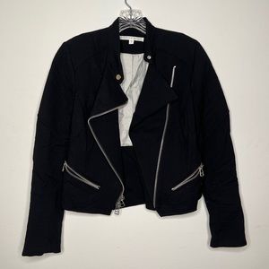 Veronica Beard Black Moto Jacket with zippers, 0
